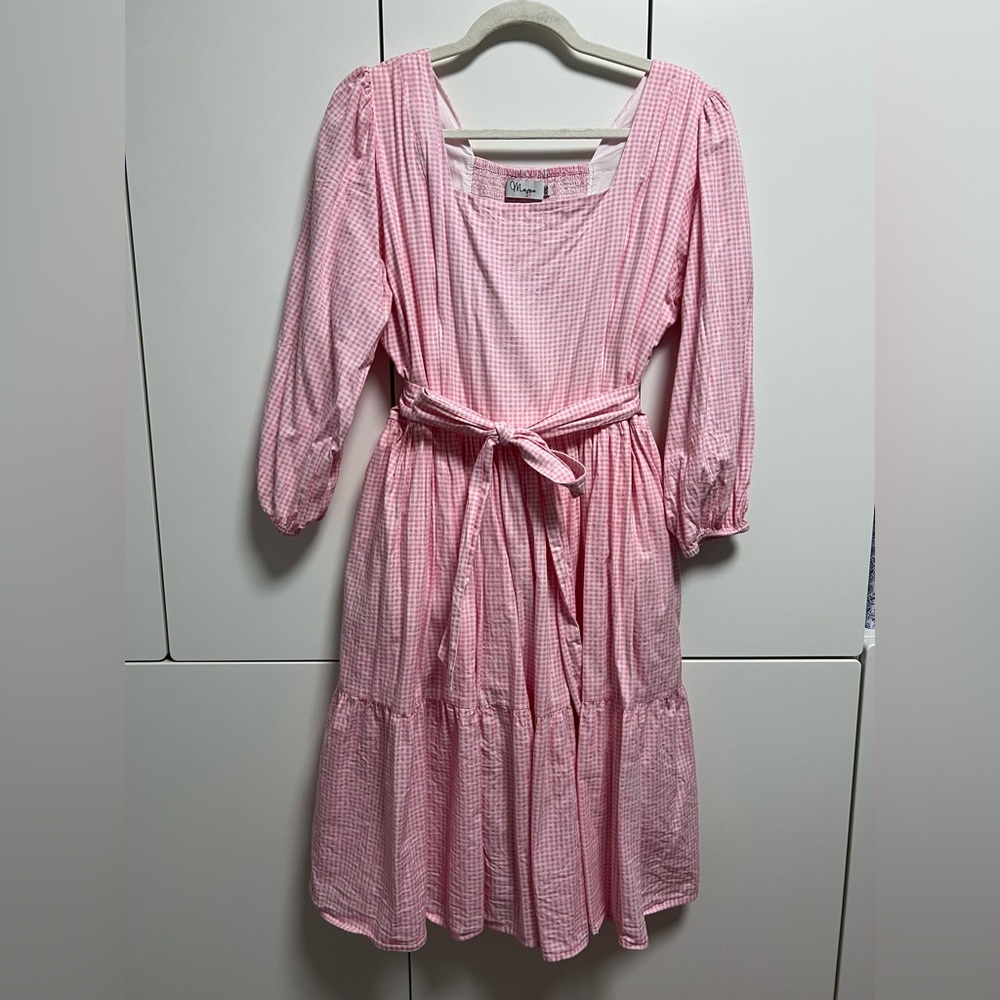 Momebrand Muay Midi Dress in Pink Gingham Size XXL - Picture 2 of 4